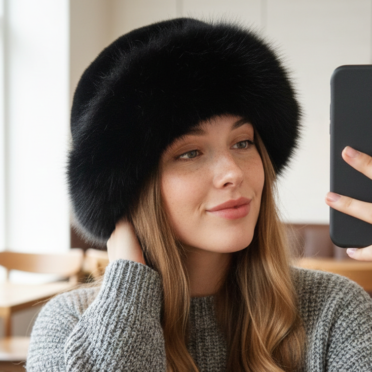 Gorro de peluche blanco