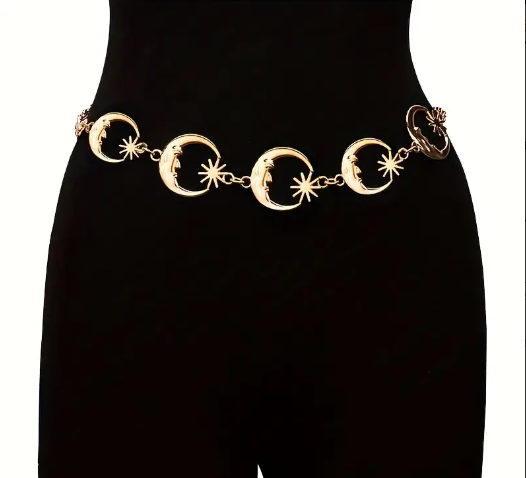 Cinturón bohemio dorado de lunas