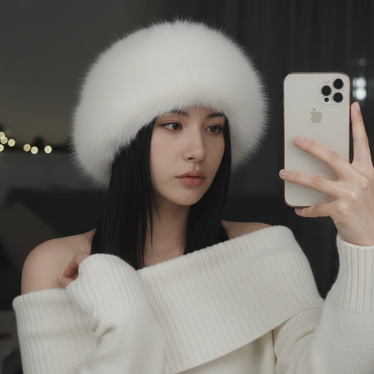 Gorro de peluche blanco